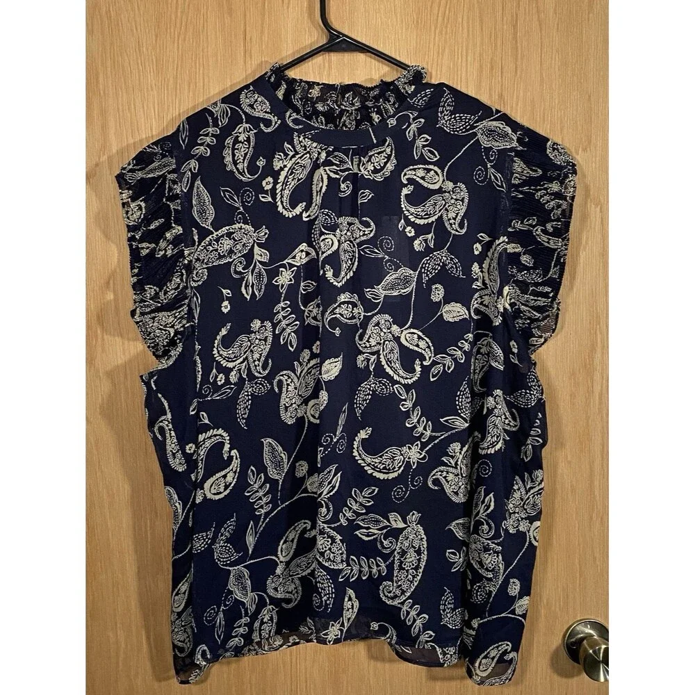 Tahari Women's 3X Flutter Sleeve Top Lot of 2 Romantic Fairy Boho Career Flowy - Picture 2 of 10